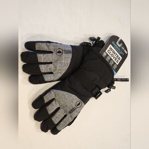 Tough Black and Gray Winter Gloves for Men Size M